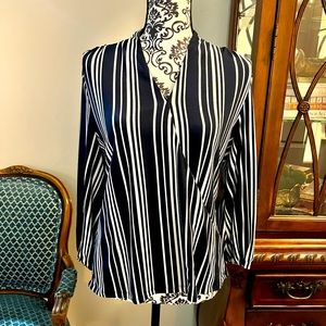 Adrianna Papell, navy and white blouse